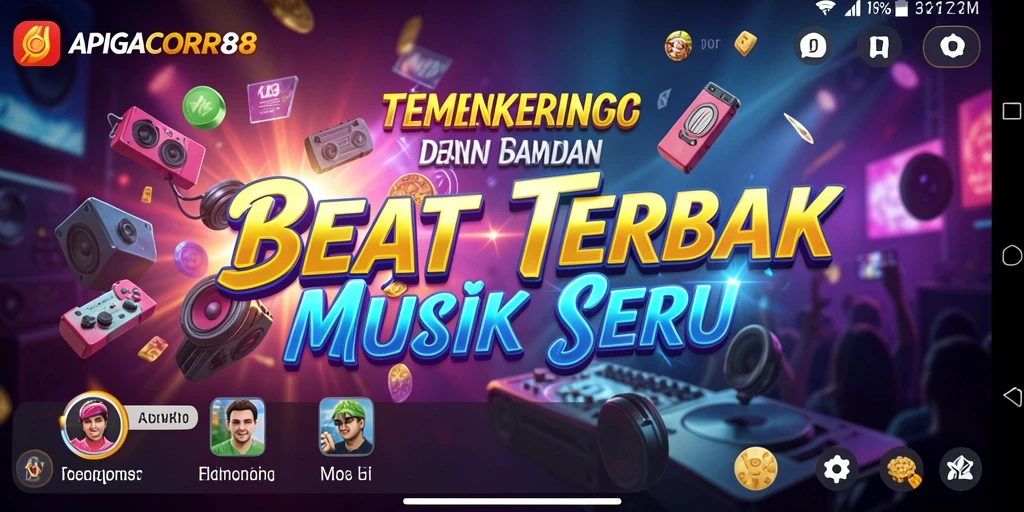 Screenshot APIGACOR88 menunjukkan antarmuka musik yang menarik dan interaktif.