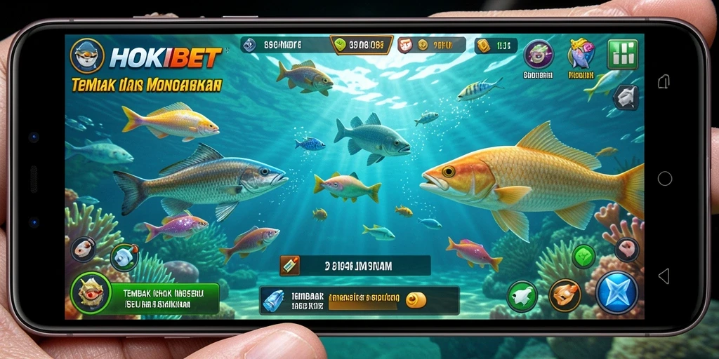 Tangkapan layar dari gameplay HOKIBET yang menunjukkan aksi Tembak Ikan.