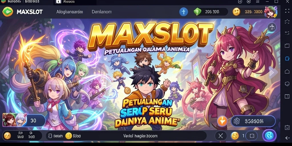Tampilan gameplay MAXSLOT yang menarik dengan karakter anime penuh warna.