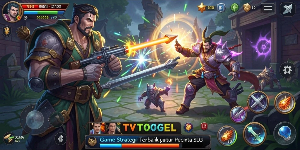 Screenshot gameplay TVTOGEL dengan aksi pertempuran yang seru.